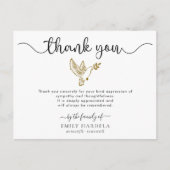 Gouden Duif Rouwkaart Eenvoudige Script Bedankkaar Briefkaart (Voorkant)