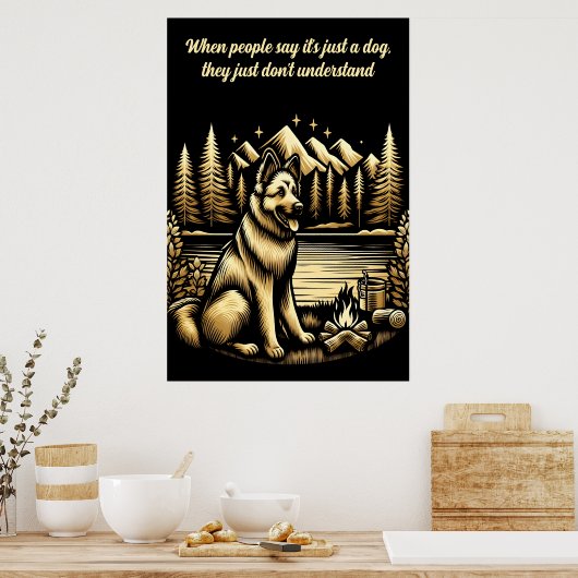 Gouden Duitse herder bij het kampvuur Poster (Keuken)