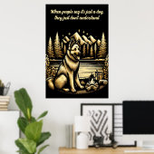 Gouden Duitse herder bij het kampvuur Poster (Thuiskantoor)