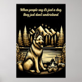 Gouden Duitse herder bij het kampvuur Poster (Voorkant)