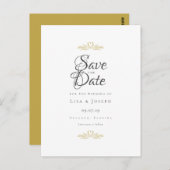 Gouden Duiven en Hart Elegant Schrift Bewaar de Da Briefkaart (Voorkant / Achterkant)