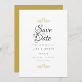Gouden Duiven en Hart Elegant Schrift Save The Date (Voorkant / Achterkant)