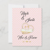 Gouden Duiven en Zwanen, een Gouden Hart Huwelijk Kaart (Achterkant)