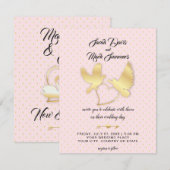 Gouden Duiven en Zwanen, een Gouden Hart Huwelijk Kaart (Voorkant / Achterkant)