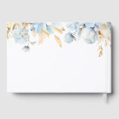 Gouden Dusty Blue Floral Wedding Gastenboek (Achterkant)
