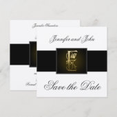 Gouden E Monogram Save the Date Huwelijksaankondig (Voorkant / Achterkant)