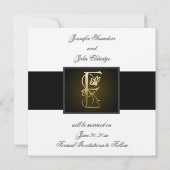 Gouden E Monogram Save the Date Huwelijksaankondig (Achterkant)