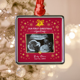 Gouden Echografie Foto 1st Xmas Verwacht Keepsake Metalen Ornament