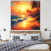 Gouden echo's van het paradijs canvas afdruk (Insitu (Slaapkamer))