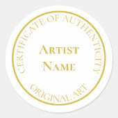  gouden echtheidscertificaat ronde sticker (Voorkant)