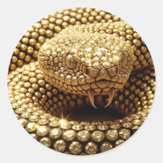 Gouden Edelsteen Adder Ronde Sticker