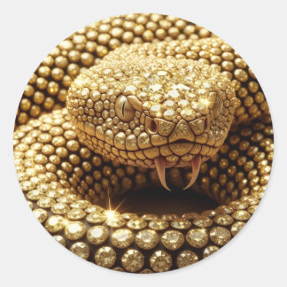 Gouden Edelsteen Adder Ronde Sticker