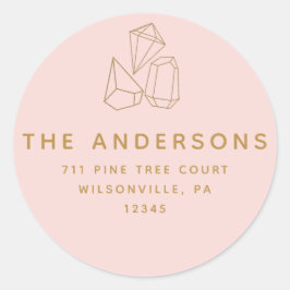 Gouden Edelstenen Roze Ronde retour adreslabels Ronde Sticker