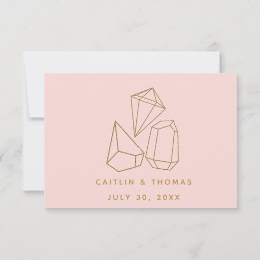 Gouden Edelstenen Roze Voedsel Keuze RSVP Respons (Achterkant)