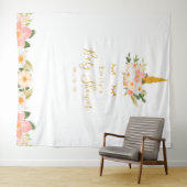 Gouden Eenhoorn Baby Shower Achtergrond Wandkleed (In Situ (horizontaal))