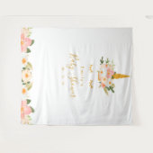 Gouden Eenhoorn Baby Shower Achtergrond Wandkleed (Voorkant (horizontaal))