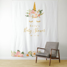 Gouden Eenhoorn Baby Shower Achtergrond