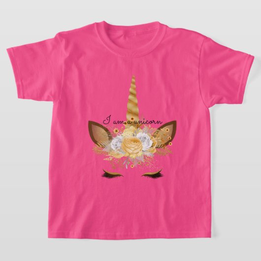 Gouden Eenhoorn Bloem T-shirt (Laagn)