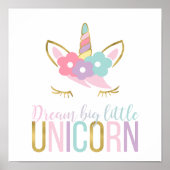 Gouden Eenhoorn Gezicht Meisjeskamer Poster (Voorkant)