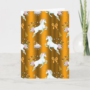 Gouden Eenhoorn Kerstmis Kaart