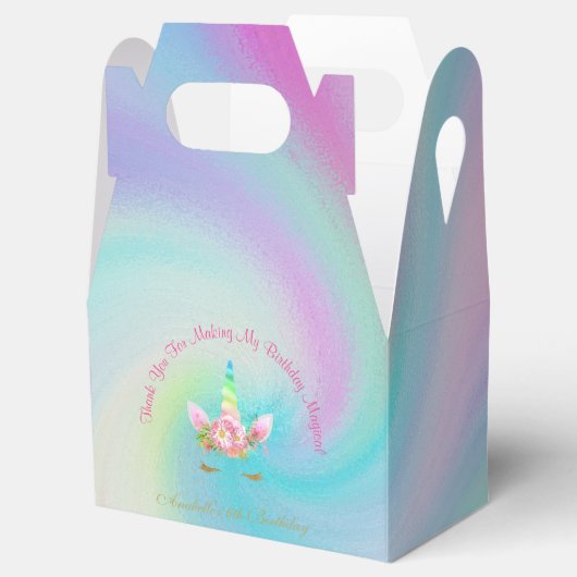 Gouden Eenhoorn Regenboog Dank u behandelt doos Bedankdoosjes (Geopend)