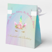 Gouden Eenhoorn Regenboog Dank u Tent met Lint Bedankdoosjes (Achterkant)