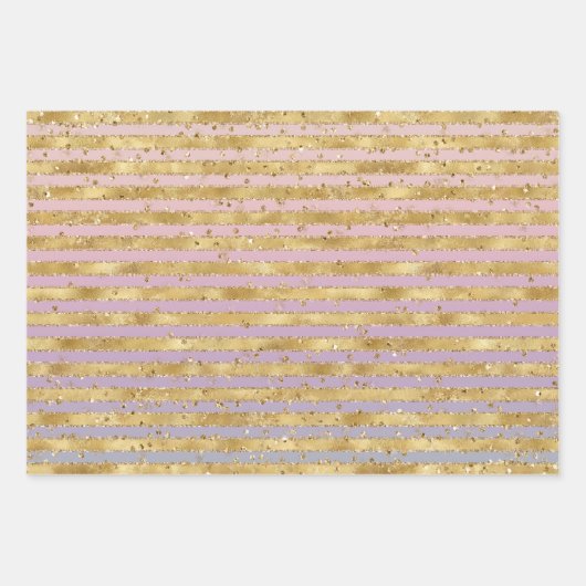 Gouden Eenhoorn Regenboog Glitz Sparkle Inpakpapier Vel (Voorkant 3)