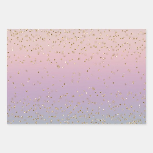 Gouden Eenhoorn Regenboog Glitz Sparkle Inpakpapier Vel (Voorkant 2)