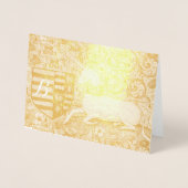 Gouden EENHOORN RODE BLAUWE BLOEMEN BRUILOFT  MONO Folie Kaarten (Voorkant)