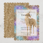 Gouden Eenhoorn Sparkle Paarse Aqua Roze Glitter Kaart (Voorkant / Achterkant)