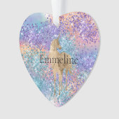 Gouden Eenhoorn Sparkle Paarse Aqua Roze Glitter N Ornament (voorkant)
