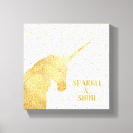 Gouden Eenhoorn Sterren Sparkle en Shine Canvas Afdruk
