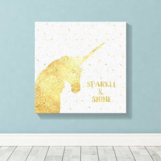 Gouden Eenhoorn Sterren Sparkle en Shine Canvas Afdruk (Insitu (Houten vloer))
