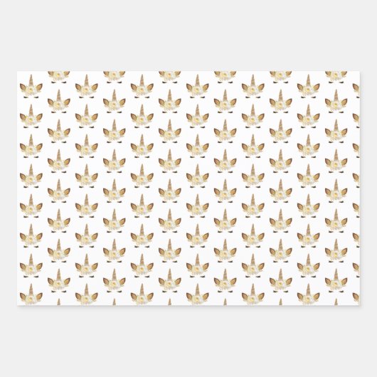 Gouden eenhoorn verjaardag inpakpapier vel (Voorkant 2)
