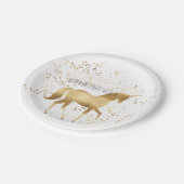 Gouden eenhoorn verjaardag papieren bordje (Gekanteld)