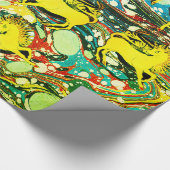 GOUDEN EENHOORNS, BLAUW GROEN GEMARMERDE EFFECTEN, CADEAUPAPIER (Hoek)