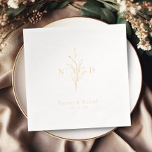 Gouden eenvoudige botanische huwelijksmonogram