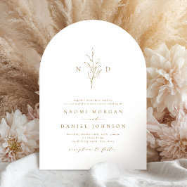 Gouden eenvoudige botanische monogram roestige tro kaart