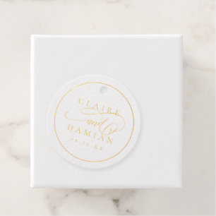 Gouden eenvoudige elegant romantische script bruil bedankjes labels