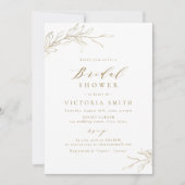 Gouden eenvoudige elegante botanische rustieke bru kaart (Voorkant)