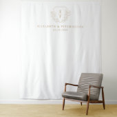 Gouden Eenvoudige Elegante Kersenbloesem Monogram Wandkleed (In situ)