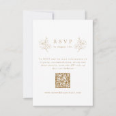Gouden Eenvoudige Elegante Kersenbloesem QR Code H RSVP Kaartje (Voorkant)