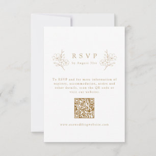 Gouden Eenvoudige Elegante Kersenbloesem QR Code H RSVP Kaartje