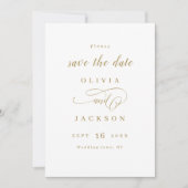 Gouden eenvoudige elegante romantische script save the date (Voorkant)