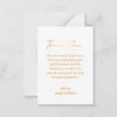 Gouden eenvoudige handgeschreven trouwfoto dank u notitiekaartje (Achterkant)