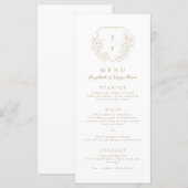 Gouden Eenvoudige Minimale Kersenbloesem Monogram Menu (Voorkant / Achterkant)