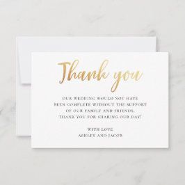 Gouden eenvoudige typografie trouwen. Moderne kall Bedankkaart