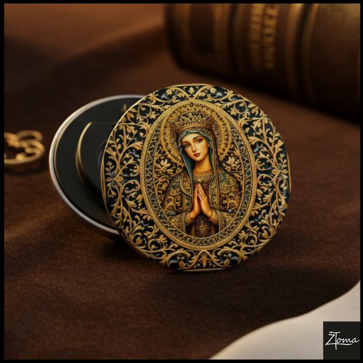 Gouden Eerbied Maagd Maria Button Flesopener