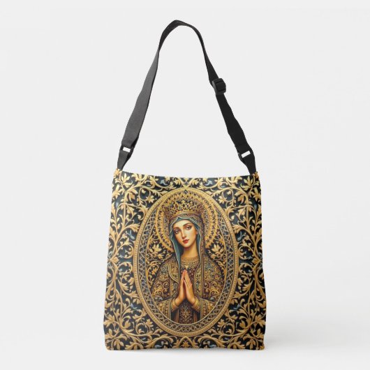 Gouden eerbied Maagd Maria Crossbody Tas (Achterkant)