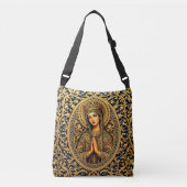 Gouden eerbied Maagd Maria Crossbody Tas (Voorkant)